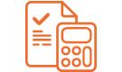 calculatrice orange à côté d'un document