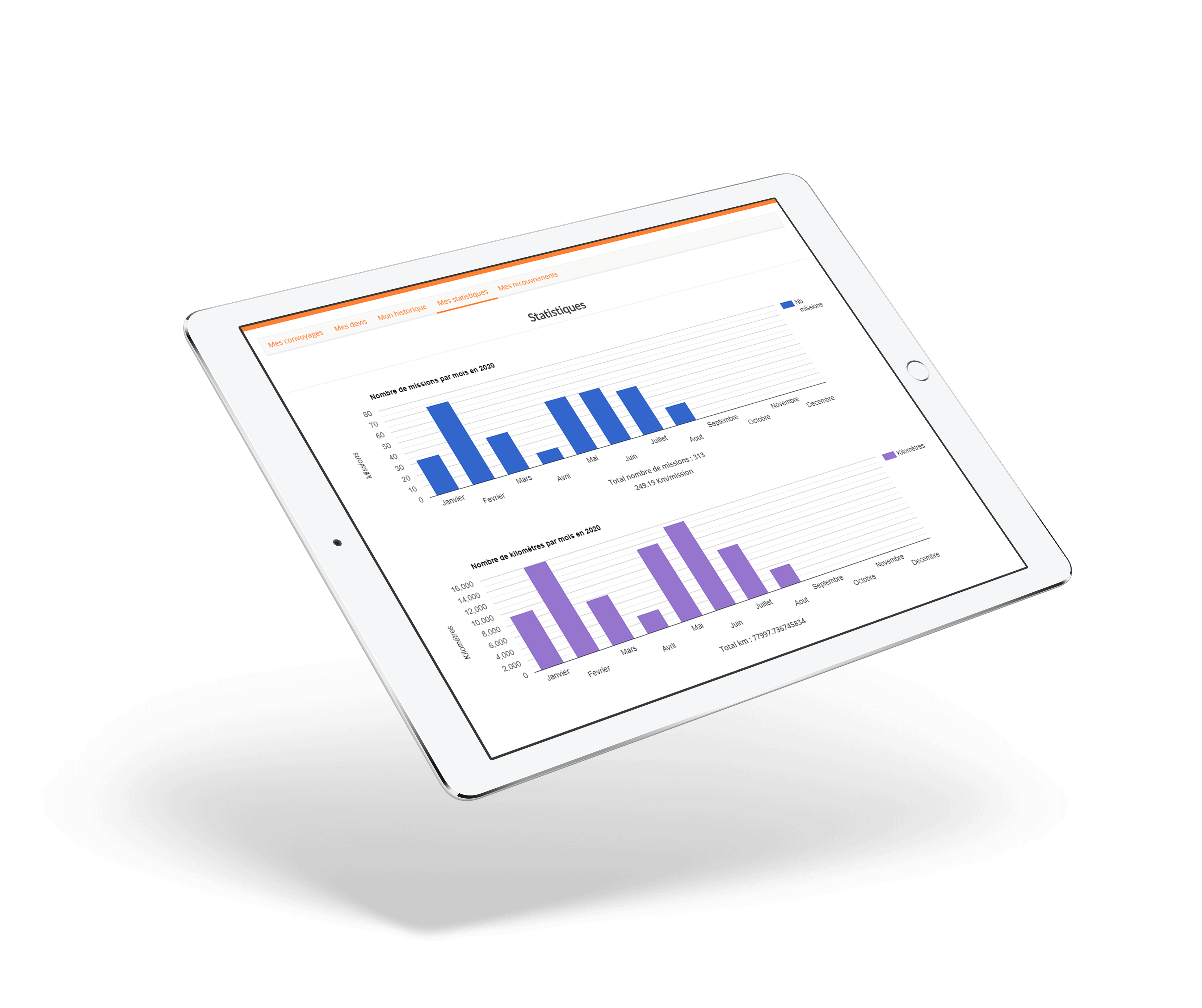 mock up tablette et interface de suivi ligne pour convoyage de véhicules